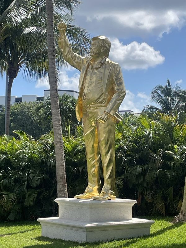 The gold statue of Donald Trump was erected at Trump National Doral in time for this week's Cadillac Championship.