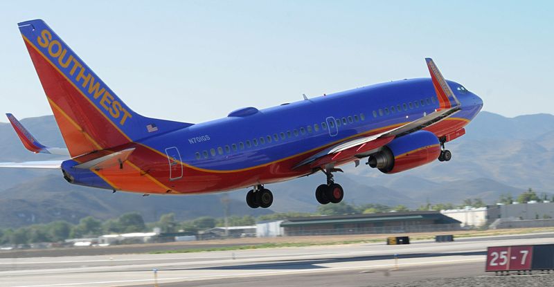 A Southwest Airlines plane takes off from Reno-Tahoe International airport in 2012.