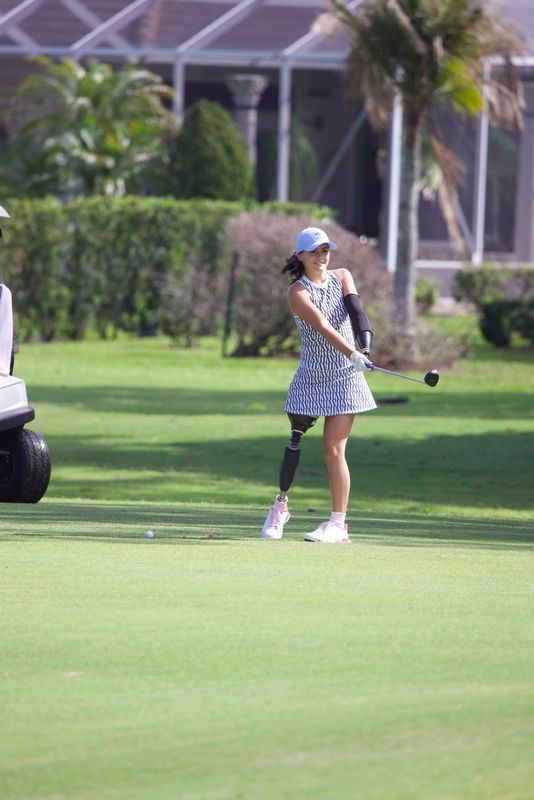 Lulu Gribbin hits her ball from the fairway during the PING USDGA Championship at PGA Golf Club on April 28