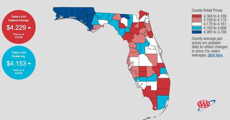 The price of gas in Florida jumped again, raising the average cost to $4.153 on April 29, 2026.