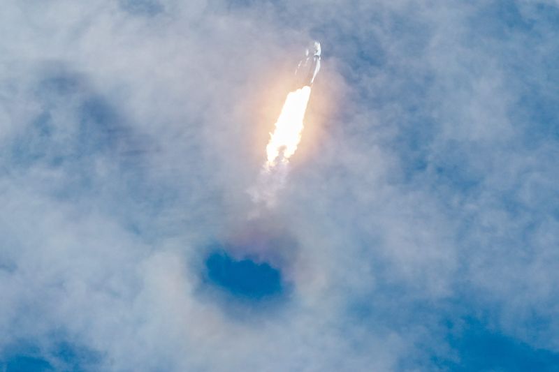A SpaceX Falcon Heavy rocket lifts off from Kennedy Space Center on April 29, 2026, carrying the ViaSat-3 F3 satellite.