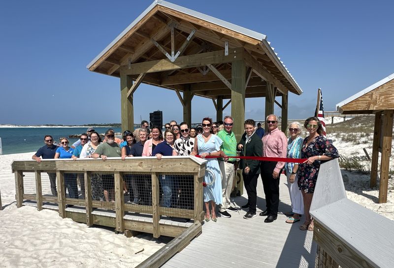 The city of Destin, Destin Chamber and others celebrate a ribbon cutting on April 28 for the Norriego Point Recreation Area.