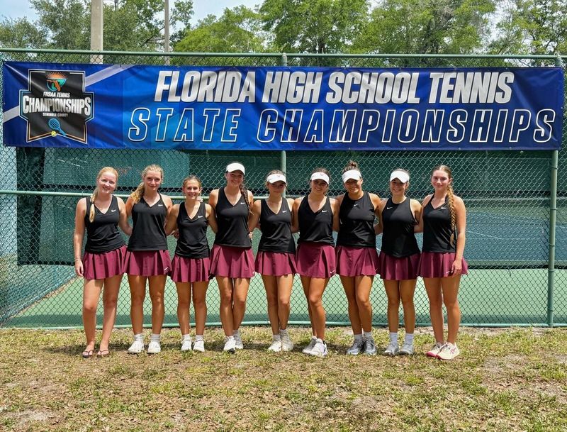 The Niceville girls tennis team poses after its 4-1 win over Innovation in the 3A state quarterfinals.