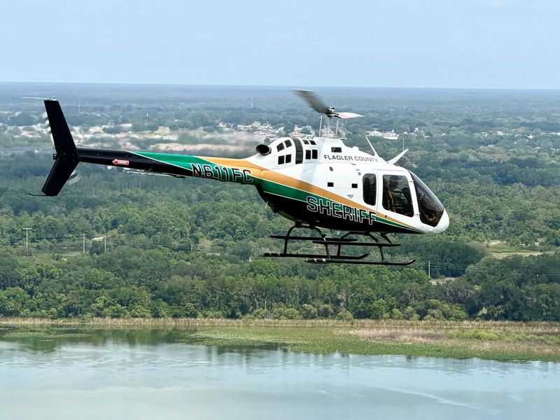 A photo provided by the Flagler County Sheriff's Office on April 28 shows the agency's new helicopter, which is being prepared for law enforcement work and is expected to be ready in July 2026.