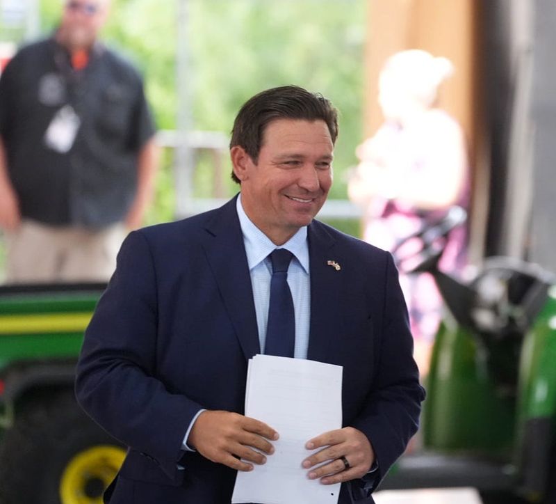 Florida Gov. Ron DeSantis arrives to speak at a news conference announcing work on the Interstate 95/U.S. 1 interchange replacement in Ormond Beach, April 30, 2026.