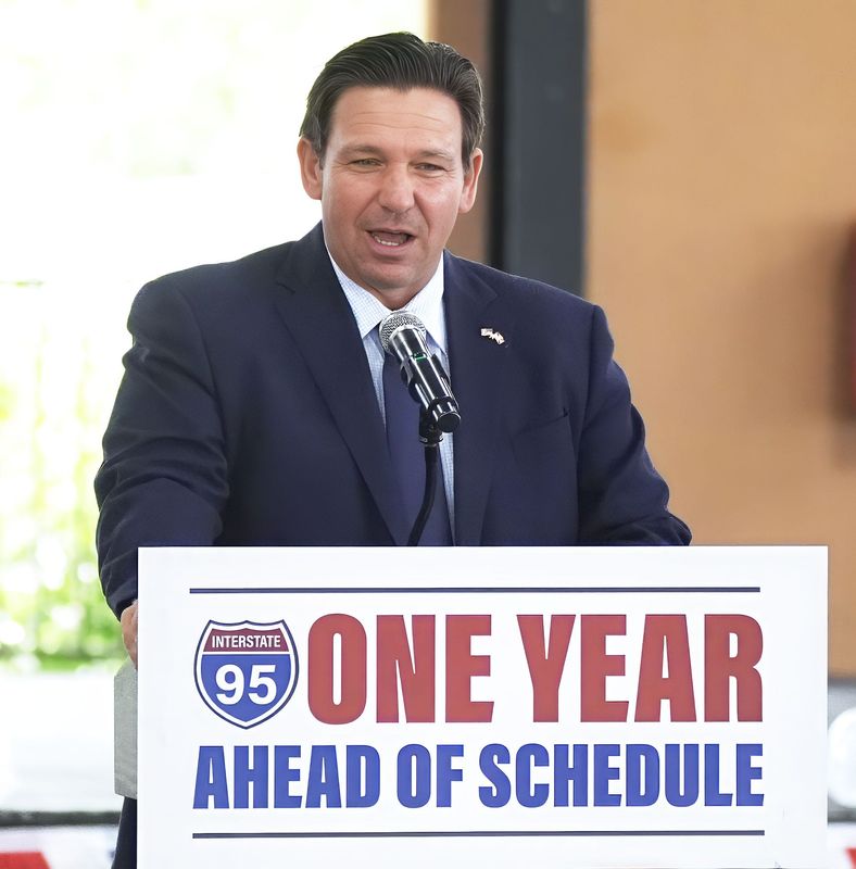 Florida Gov. Ron DeSantis is pictured in Ormond Beach in April. DeSantis has asked lawmakers to consider a ballot proposal that would raise the homesteaded property tax exemption from $50,000 to $250,000, reducing the burden on homeowners.