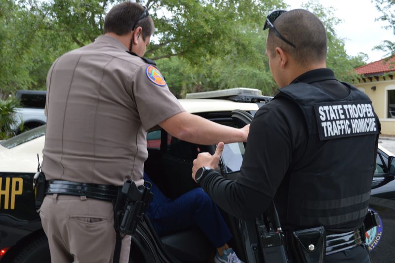 Joseph Younts of Venice is placed inside an FHP vehicle after being arrested for a fatal hit-and-run crash on April 12 in Sarasota County.