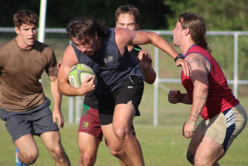 University of North Florida Rugby Club members run through practice at the club's field on April 28, 2026. The team has qualified for the College Rugby Association of America Division II championship game in May. [Clayton Freeman/Florida Times-Union]