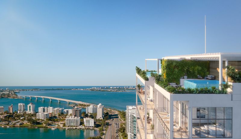 A rendering of The Obsidian on Palm Avenue in Sarasota, with a prospective view from the top of what could become the tallest residential building in Sarasota. On May 4, the Sarasota City Commission will review a proposed settlement agreement for the development.