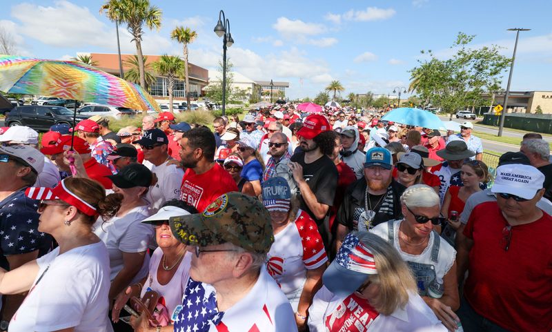 Thousands move through security hoping to secure a seat for President Donald Trump's May 1 speech at Middleton High School in The Villages.
