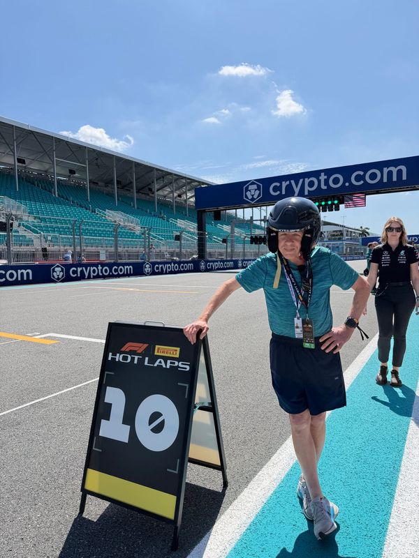The Palm Beach Post's Hal Habib prepares for a hot lap at the Miami Grand Prix on May 1, 2026.