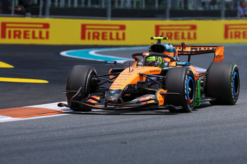 McLaren driver Lando Norris (1) during day one of practice before the Crypto.com Miami Grand Prix 2026 at Miami International Autodrome.