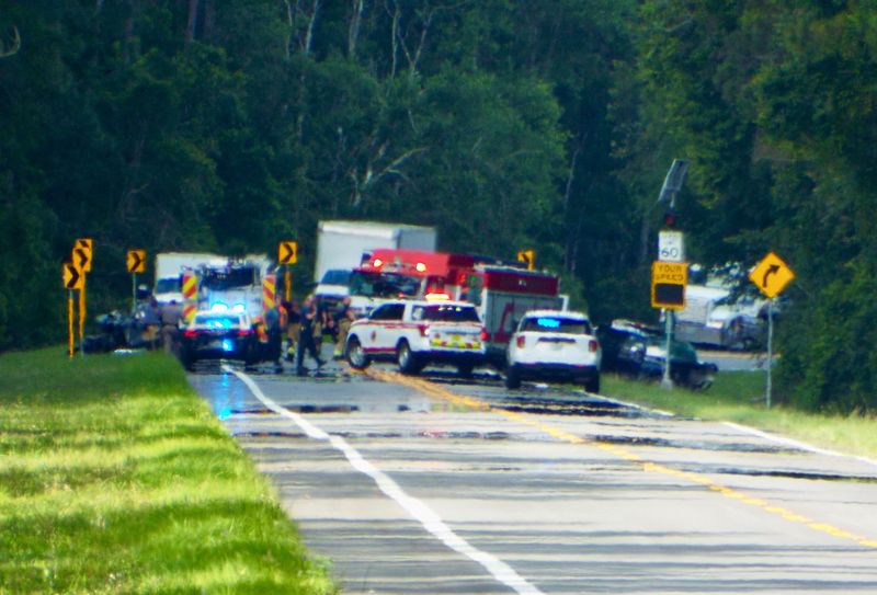 A three-vehicle crash that left three people dead shuts down State Road 40 near the Volusia Speedway Park on May 4, 2026.