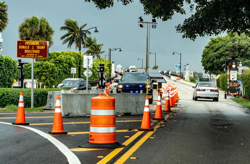 Security has increased around President Donald Trump's Mar-a-Lago Club in Palm Beach, as seen here on May 4.