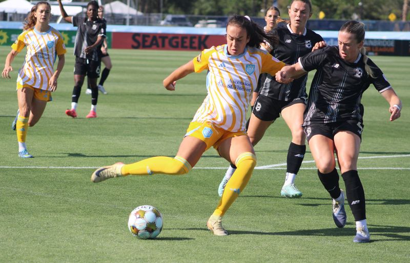 Sporting Jax forward Paige Kenton (17) lines up a shot against Brooklyn FC during a Gainbridge Super League women's soccer game on May 3, 2026. [Clayton Freeman/Florida Times-Union]