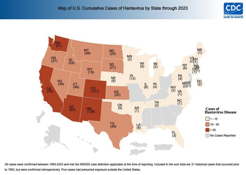 Hantavirus U.S. map