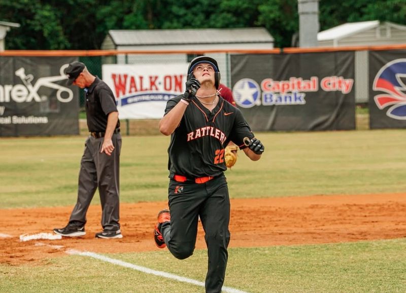 Jackson McKenzie runs the bases for the Florida A&M Rattlers during an NCAA Southwestern Athletic Conference college baseball series at Moore-Kittles Field in Tallahassee, Florida.
