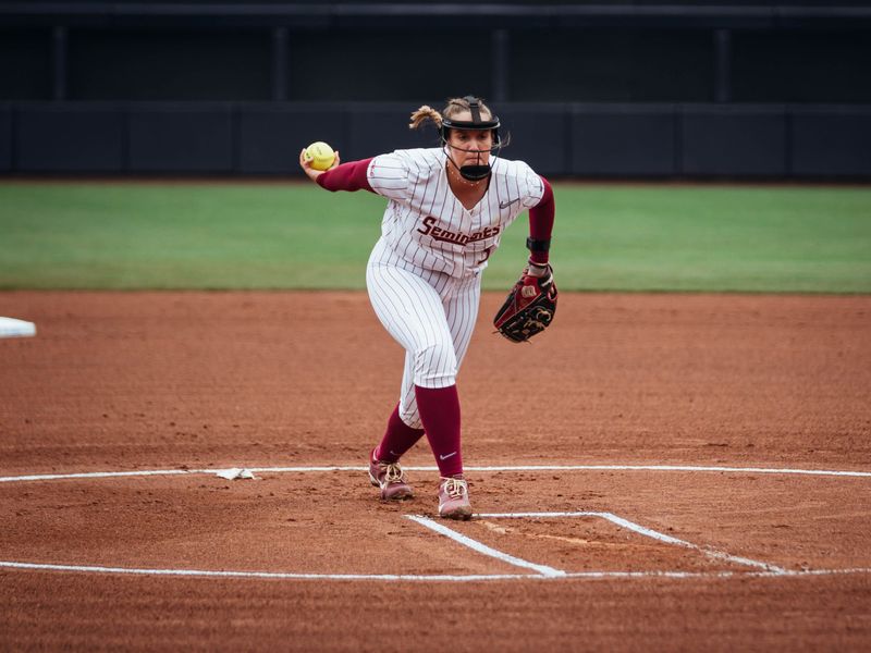 FSU's Jazzy Francik pitches against Georgia Tech during the ACC tournament quarterfinals on Thursday, May 7, 2026.