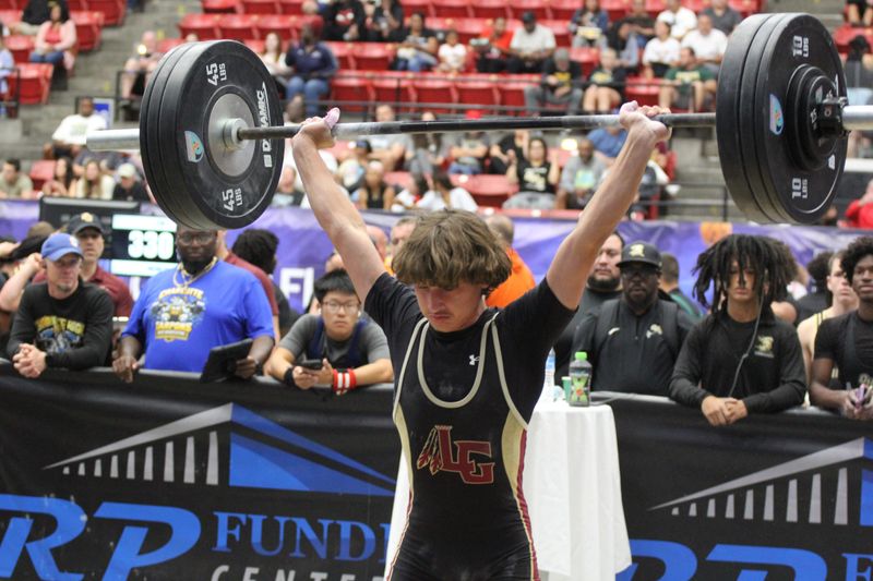 Lake Gibson's Zachary Griffin competes in the Class 3A boys state weightlifting championships on Thursday, May 7, 2026, at the RP Funding Center in Lakeland, Florida.