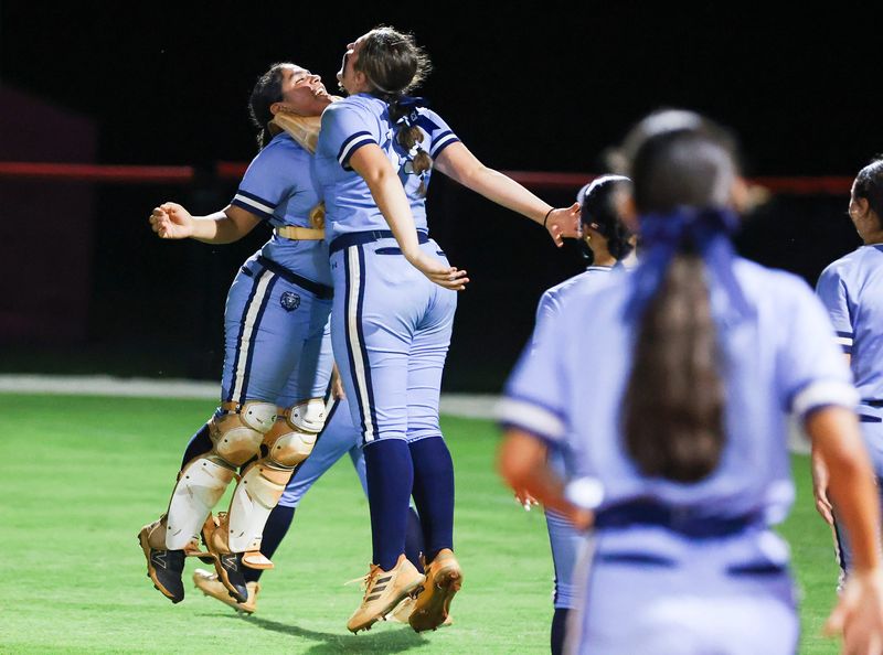 Legacy celebrates winning the softball Region 4-5A quarterfinal against South Fork on May 7, 2026, at South Fork High School. Legacy won 6-3.