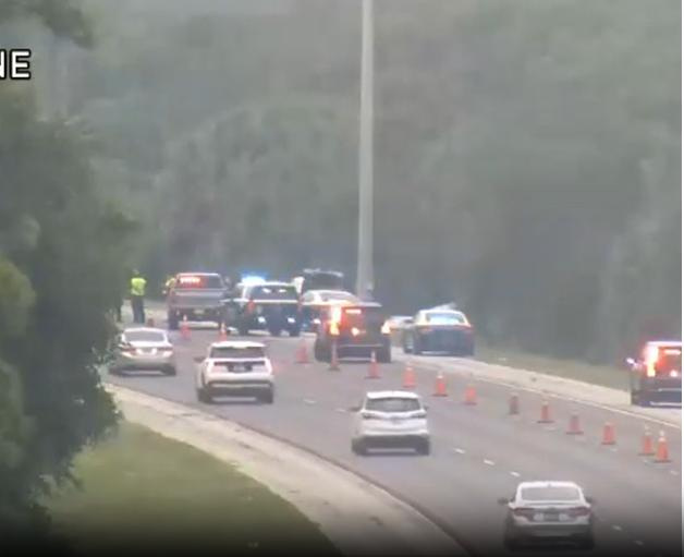 A person was killed early Sunday morning, May 10, after a vehicle crashed into a pole on Interstate 75 in Sarasota County.
