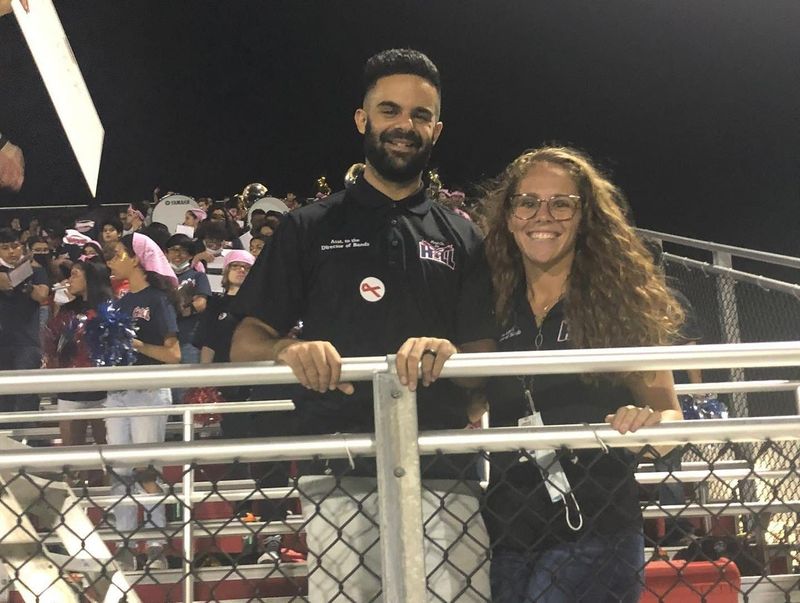 Band directors, Andrew and Marissa Lopez.