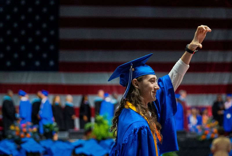 Palm Beach Gardens graduation ceremony at the South Florida Fairgrounds on May 11, 2026, in suburban West Palm Beach, Florida.