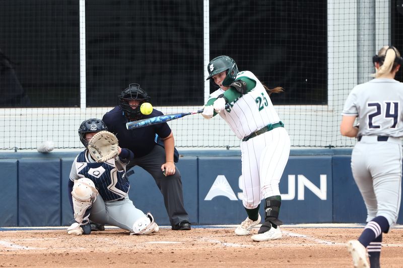 Stetson's Nicole Edmiaston (25) won the ASUN Softball Player of the Year award during her first season with the Hatters.