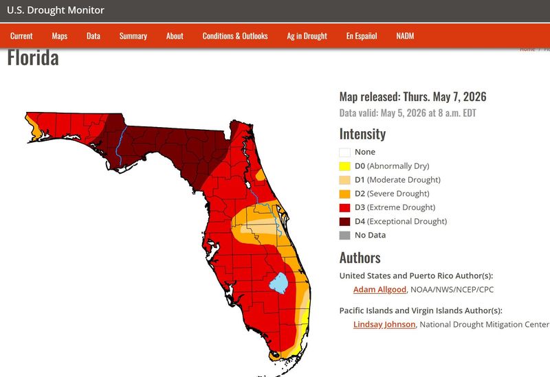 A National Oceanic and Atmospheric Administration, or NOAA, map shows drought conditions across the entire state of Florida. This dry season has presented the worst drought of this century for Southwest Florida and may not be over until August.