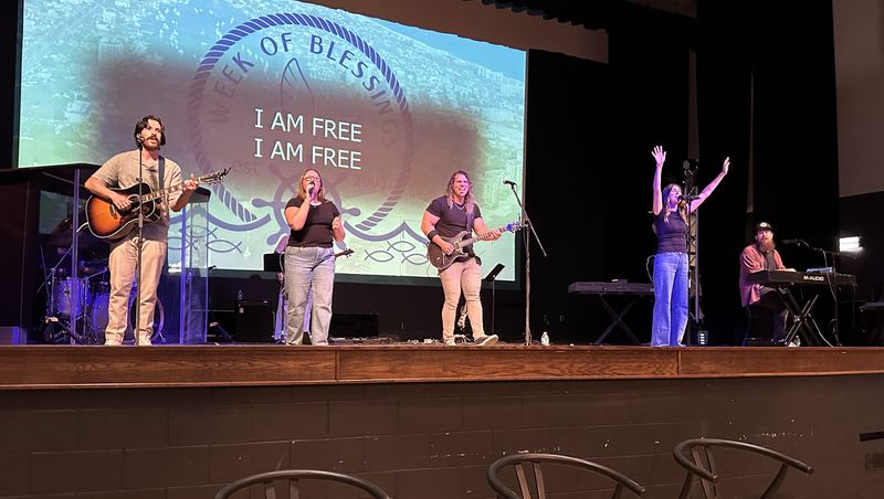Members from Oceans, Destin Methodist and Shoreline Church worship teams combined for praise and worship at the Blessing of the Marketplace event on May 13.