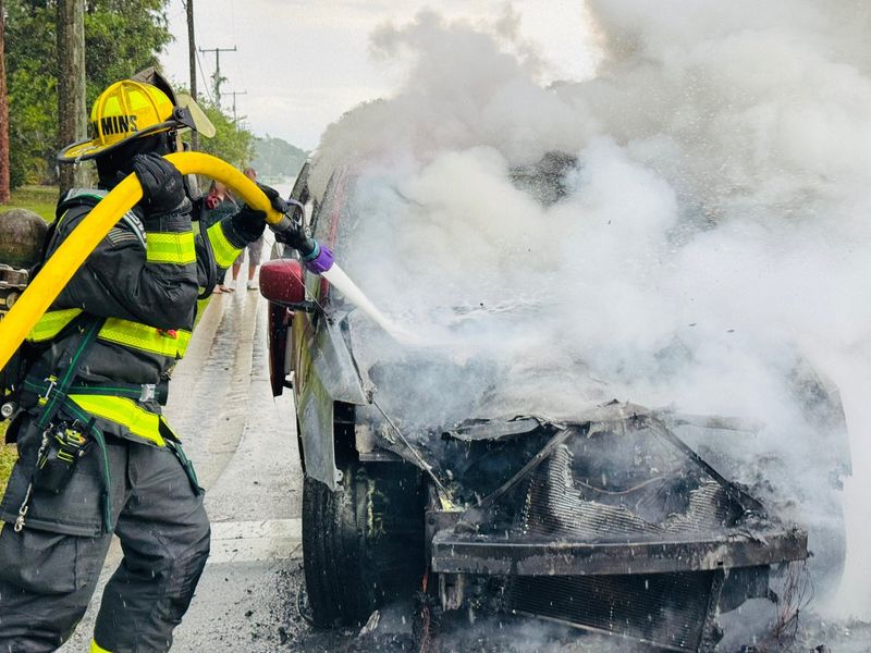 St. Lucie County Fire District crews extinguished a vehicle fire on May 12, 2026 on the corner of Southeast Blossom and Southeast Leonard roads. The fire was prevented from spreading and no injuries were reported.