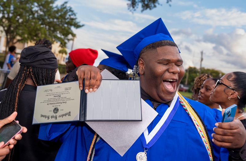 Pahokee High School graduation ceremony at the South Florida Fairgrounds on May 13, 2026, in suburban West Palm Beach, Florida.