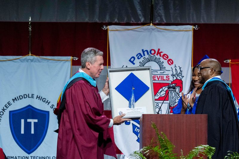 Pahokee High School graduation ceremony at the South Florida Fairgrounds on May 13, 2026, in suburban West Palm Beach, Florida.