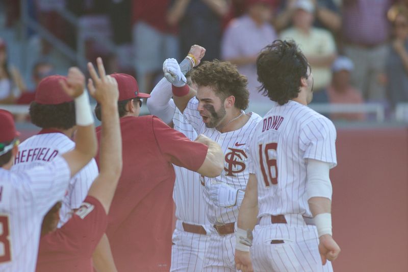 Hunter Carns watches and celebrates a home run as Florida State baseball hosted Miami at Dick Howser Stadium on Thursday, May 14, 2026 in the first of three games.