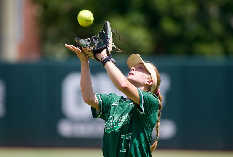 Stetson softball’s Madelyn Synoracki catches a fly ball against Florida State in the NCAA Tallahassee regional on Friday, May 15, 2026 at JoAnne Graf Field.