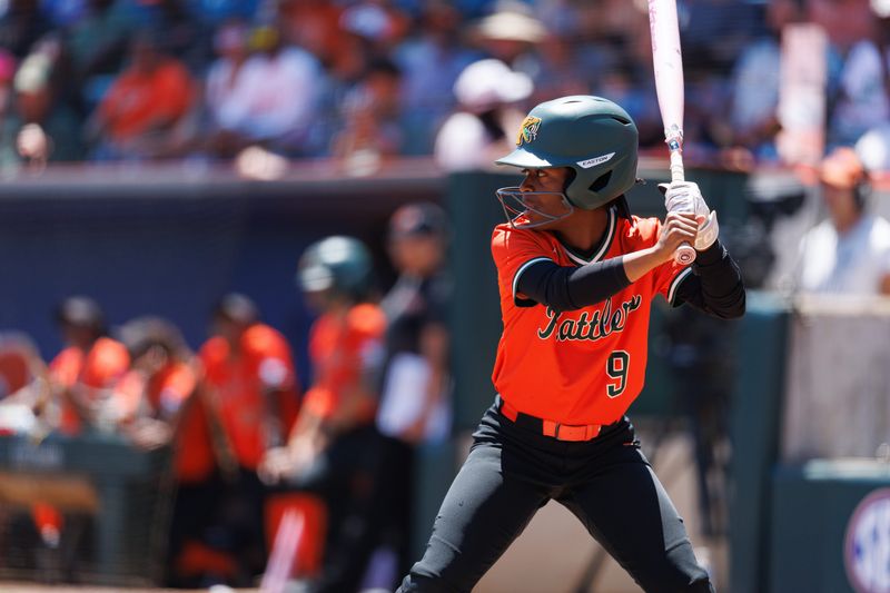 May 15, 2026; Gainesville, FL, USA; Florida A&M Rattlers outfielder Neriah Lee (9) waits for the pitch against the Florida Gators during the third inning at Katie Seashole Pressly Stadium. Mandatory Credit: Matt Pendleton-Imagn Images