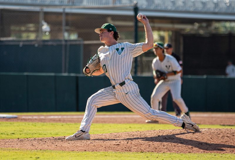 The Venice High baseball team defeated Vero Beach 4-2, in a come-from-behind Class 7A state semifinal victory at Hammond Stadium in Fort Myers on Friday, May 15, 2026. Venice hurler Carter Cox pitches against Vero Beach.