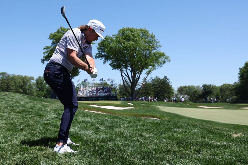 May 16, 2026; Newtown Square, Pennsylvania, USA; Cameron Smith hits the ball on the 6th green during the third round of the PGA Championship golf tournament. Mandatory Credit: Bill Streicher-Imagn Images