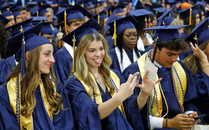 Boca Raton High School graduation ceremony at the South Florida Fairgrounds on May 16, 2026, in suburban West Palm Beach, Florida.