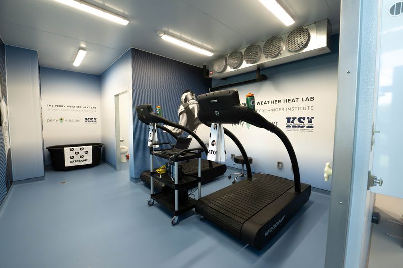 The Korey Stringer Institute satellite facility at the University of North Florida includes a "climate chamber" for monitoring effects of changes in temperature and humidity.