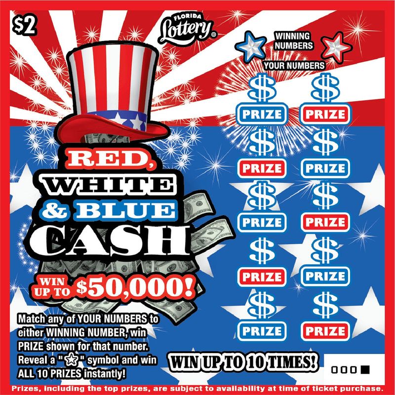 Red, White & Blue Cash is one of four new scratch-off lottery games launched by the Florida Lottery May 2026.