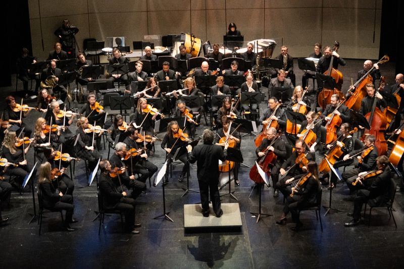 Music Director Giancarlo Guerrero leads a performance by the Sarasota Orchestra.