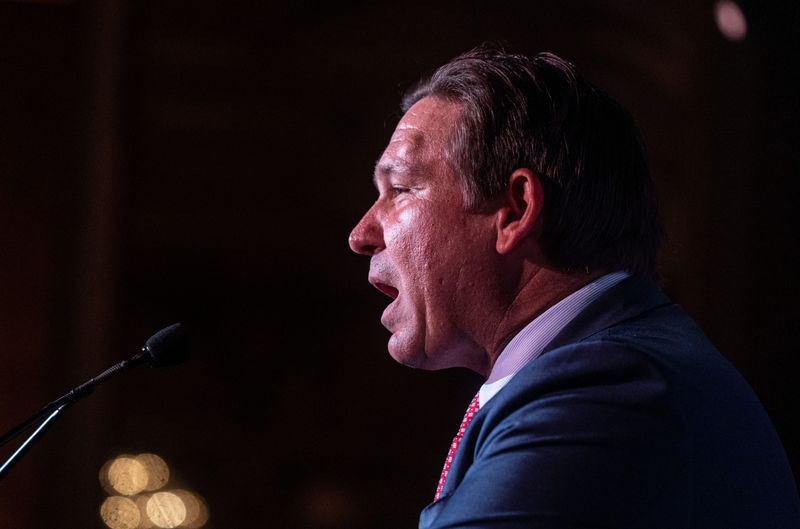 Florida Governor Ron DeSantis speaks during the New York Republican State Committee Annual Gala at the Plaza Hotel in Manhattan May 19, 2026.