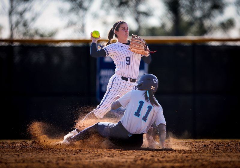 Santa Fe College Saints infielder Camryn VanGalder makes a throw in a game against Florida State College at Jacksonville on Feb. 5. The Saints have qualified for NJCAA World Series.