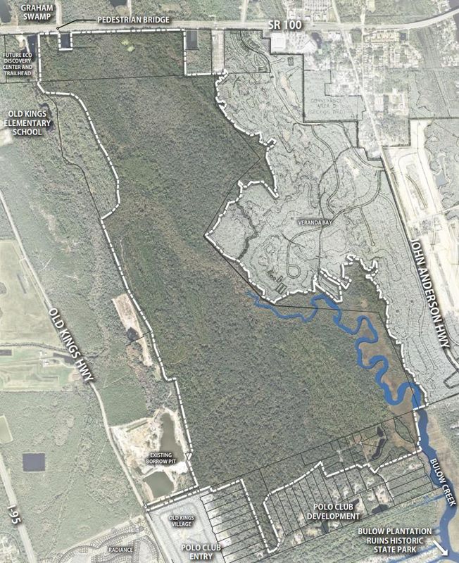 This map outlines the area planned for the massive 1,185-acre Bulow Creek Headwaters Regional Park project in Flagler County.