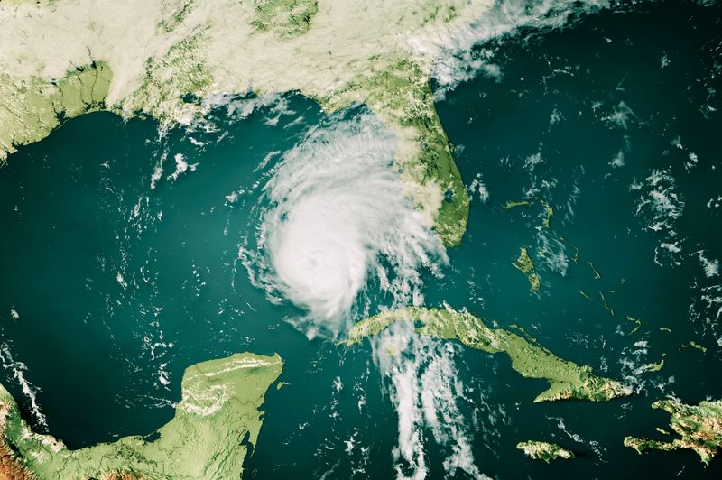 A rendering of Hurricane Rafael west of Florida, on Nov. 7, 2024..