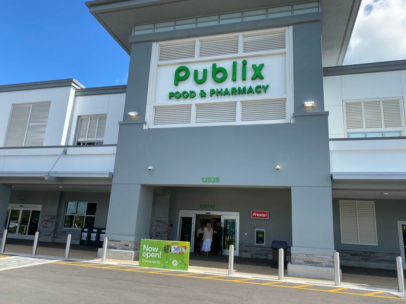 Customers enter the Publix supermarket store in the Avenir Town Center on Thursday, May 21, 2026. The store opened nearly two years after a tornado caused significant damage to a Publix store under construction at that location.