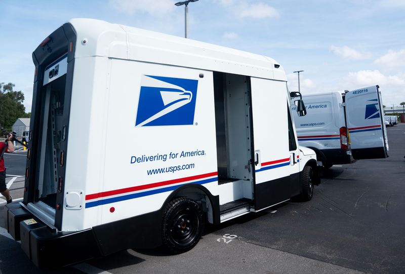 New United States Postal Service vehicles are displayed at the facility at Page Field in Fort Myers on Wednesday, May. 6, 2026.