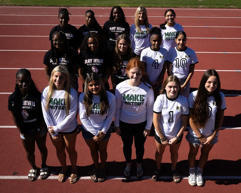 All-County flag football players pictured at Tommy Oliver Stadium in Panama City, Florida, May 15, 2026. (Tyler Orsburn/Panama City News Herald)