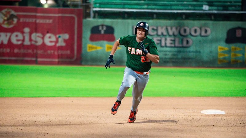 Florida A&M Rattlers designated hitter Jackson McKenzie runs the bases during the Southwestern Athletic Conference Tournament at Rickwood Field in Birmingham, Alabama.